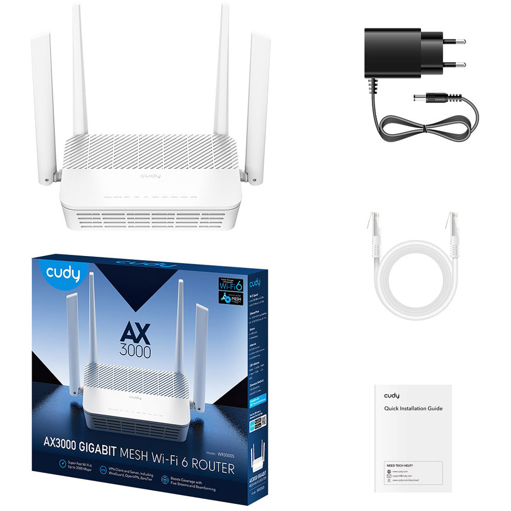 Маршрутизатор CUDY WR3000S AX3000 Gigabit Wi-Fi 6 Mesh Router Класс роутера домашний