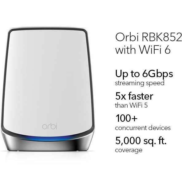 MESH система NETGEAR Orbi RBK852 AX6000 2шт White (RBK852-100EUS) Клас роутера домашній