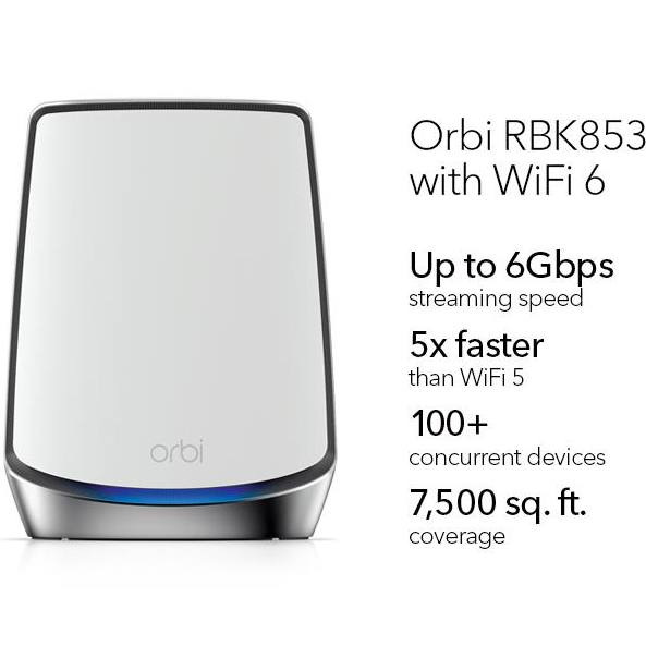 MESH система NETGEAR Orbi RBK853 AX6000 White (RBK853-100EUS) Клас роутера домашній