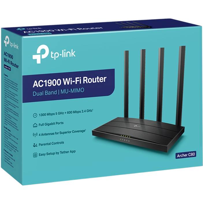 Wi-Fi роутер Archer C80 AC1900 TP-LINK MU-MIMO Wi-Fi router Клас роутера домашній