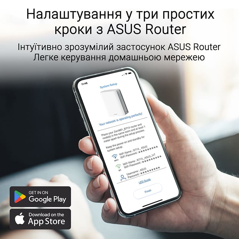 Зображення Mesh система ASUS ZenWiFi BT10 2-Pack White (90IG08Y0-MO3C40)