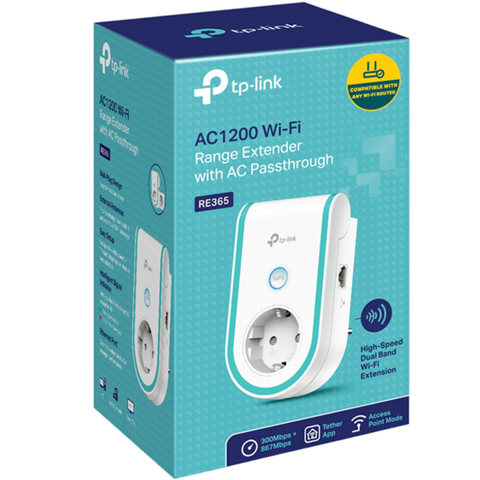 Wi-Fi репитер TP-LINK RE365 AC1200б (RE365) Стандарт Wi-Fi 802.11 b