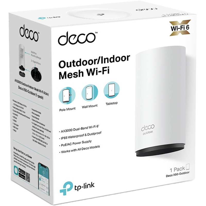 Mesh система TP-LINK WiFi-Mesh AX3000 (DECO-X50-OUTDOOR-1-PACK) Стандарт Wi-Fi 802.11 b