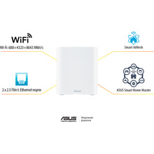 Маршрутизатор ASUS WiFi-Mesh ZenWiFi BT8 BE14000 White (90IG0930-MO3B00)