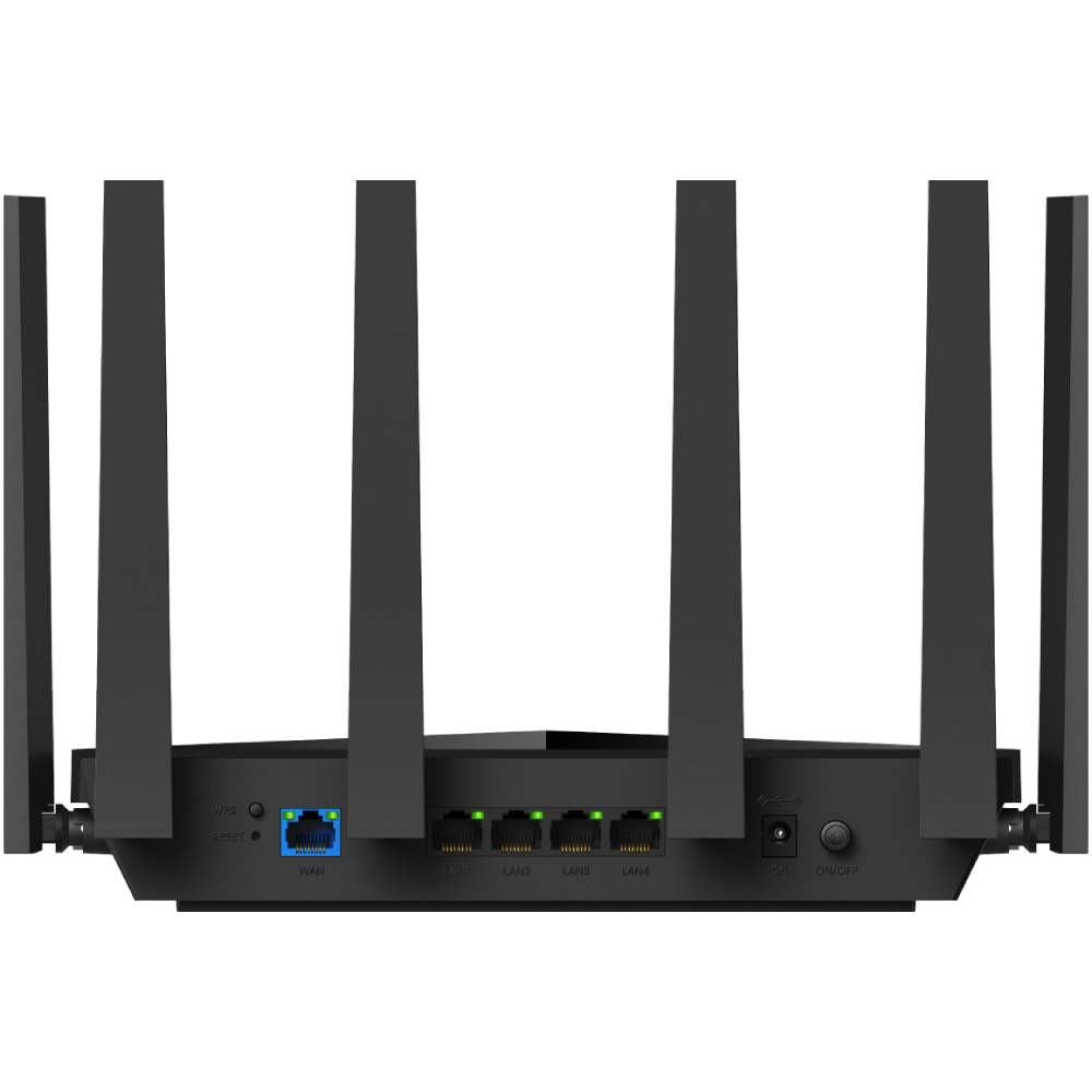 Wi-Fi роутер CUDY WR6500 (WR6500H) Дополнительно покрытие до 140 м², четырехъядерный процессор ARM Cortex-A7 для обработки до 200 устройств, технологии MU-MIMO и OFDMA для снижения задержек, совместимость с Mesh, поддержка VPN-клиентов, оптимизирован для потокового видео 4K и онлайн-игр