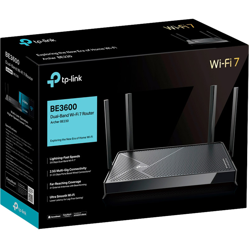Маршрутизатор TP-LINK Archer BE230 WiFi7/BE3600/2,5 Гбіт/с/USB 3.0 Клас роутера геймерський