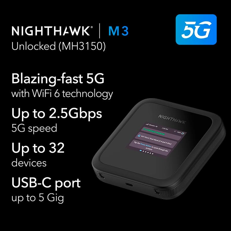 Зовнішній вигляд Wi-Fi роутер NETGEAR MH3150 Nighthawk M3 AX3600 (MH3150-100EUS)