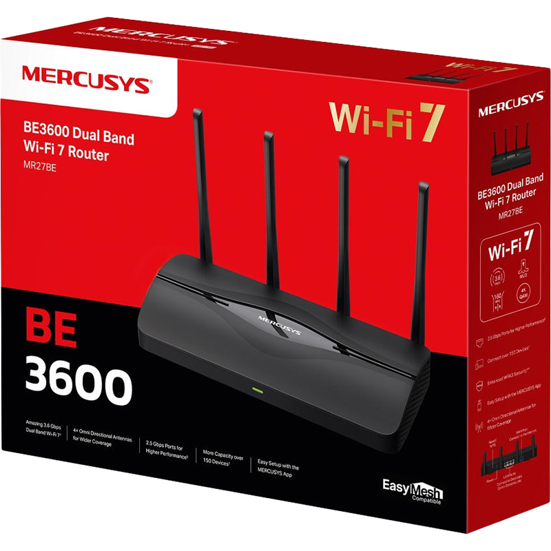 Зображення Маршрутизатор MERCUSYS MR27BE BE3600, MESH