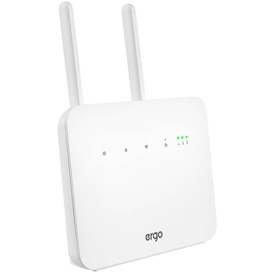 Wi-Fi роутер ERGO R291 4G Wi-Fi Додатково Комплектація: маршрут Wi-Fi, 2 зовнішні LTE-антени, блокування активності, патчкорд, інструкція з експлуатації, акумулятор, гарантійний талон; інтерфейс підключення: Wi-Fi, SIM-карта, Wan/Lan