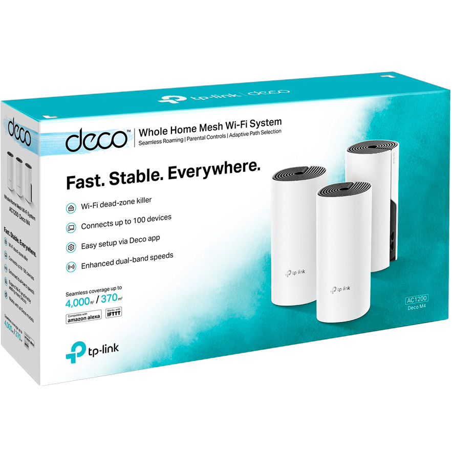 Wi-Fi роутер TP-LINK DECO M4 3 pcs AC1200 (DECO-M4-3-PACK) Клас роутера домашній