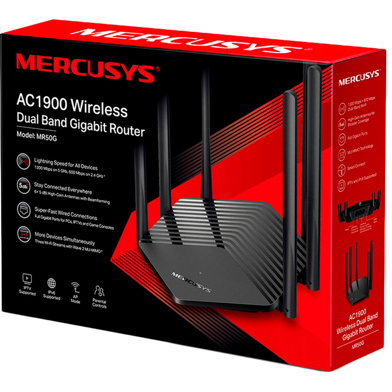 Маршрутизатор MERCUSYS MR50G AC1900 Клас роутера домашній