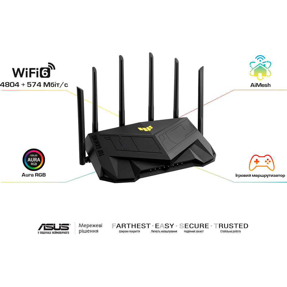 В Украине Wi-Fi роутер ASUS TUF-AX5400 WiFi6 AiMesh MU-MIMO Wi-Fi Gaming Router