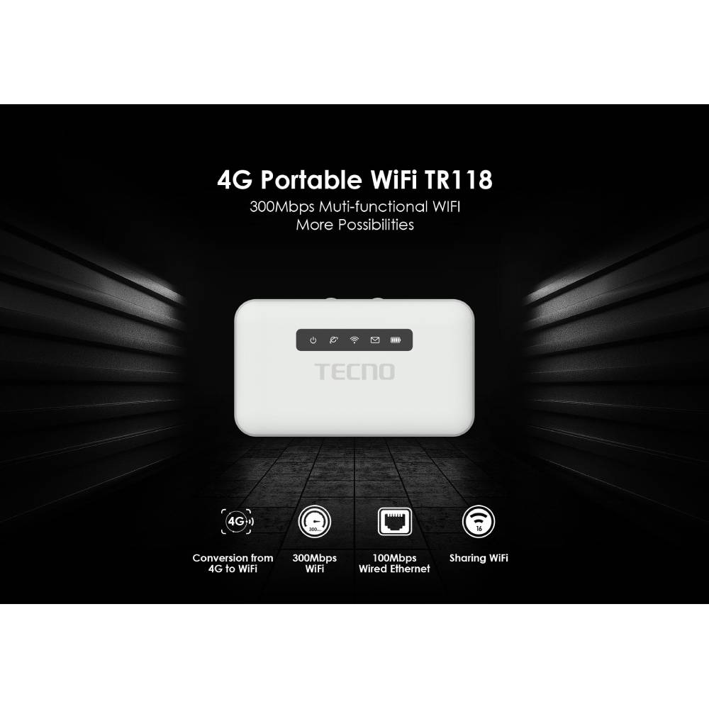 Wi-Fi роутер TECNO TR118 4G-LTE (4895180763953) Стандарт Wi-Fi 802.11 n