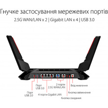 Wi-Fi роутер ASUS GT-AX6000 1xUSB 3.1 1xUSB 2.0 MU-MIMO OFDMA MESH
