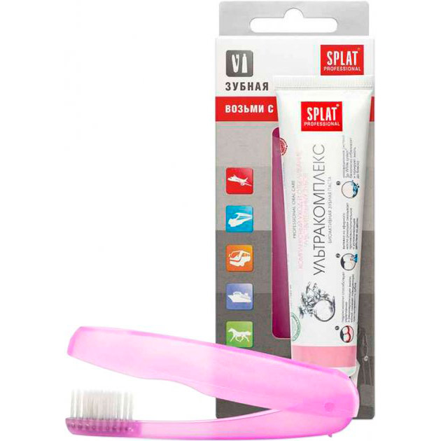 

Зубная паста Splat Professional Travel White Plus 40 мл + зубная щетка (4603014002167), Дорожн.набір - Отбеливание плюс 40 мл+зубна щітка