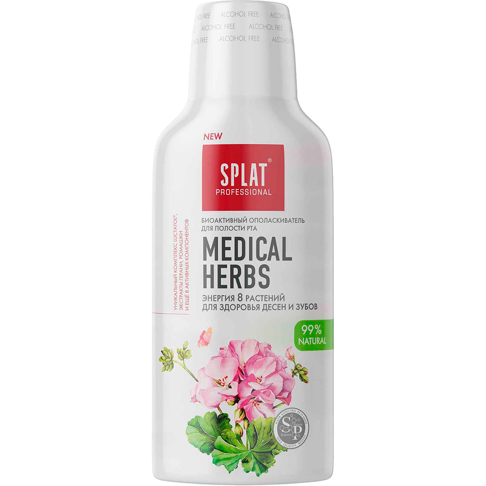 

Ополаскиватель для полости рта Splat Medical Herbs Антибактериальный лечебные травы для здоровья зубов и десен 275 мл (4603014005472), SPL Ополіскувач Лечебные травы 275мл