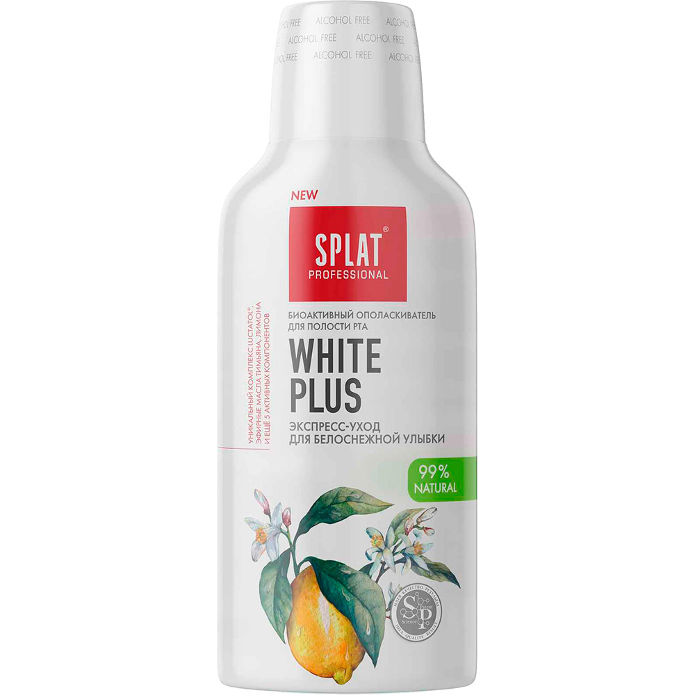 

Ополаскиватель для полости рта Splat White Plus Антибактериальный отбеливание плюс для белоснежной улыбки 275 мл (4603014005540), SPL Ополіскувач Отбеливание + 275мл