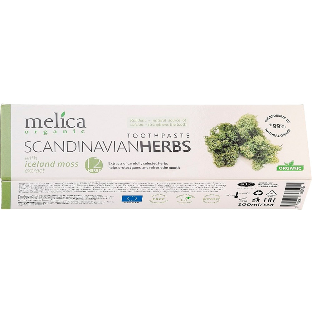 Зубна паста Melica Organic лікувальні трави Скандинавії 100 мл (4770416003587) Категорія для дорослих