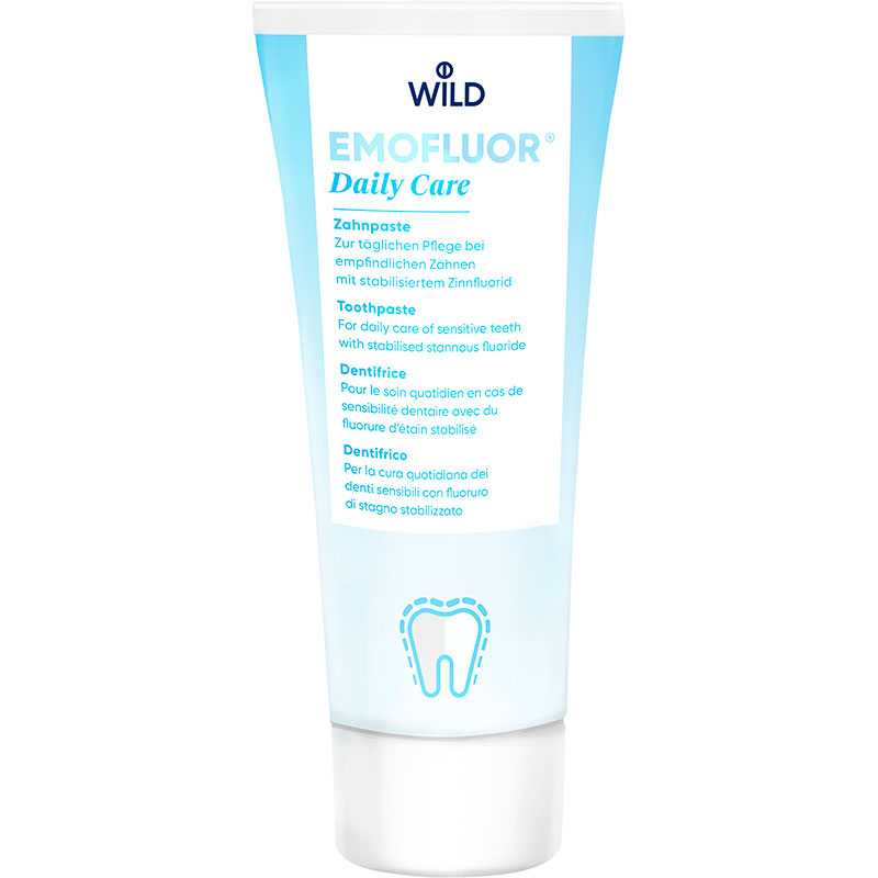 

Зубная паста DR. WILD Emofluor Daily Care со стабилизированным фторидом олова 75 мл (7611841701686), Зубна паста Emofluor Daily Care зі