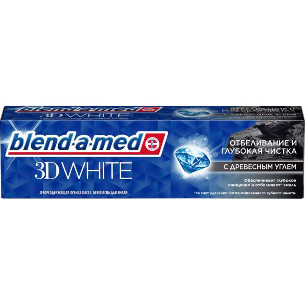 Зубна паста Blend-a-med 3D White Відбілювання та глибоке чищення з деревним вугіллям 100 мл (8001841142937) Призначення відбілювання/освітлення