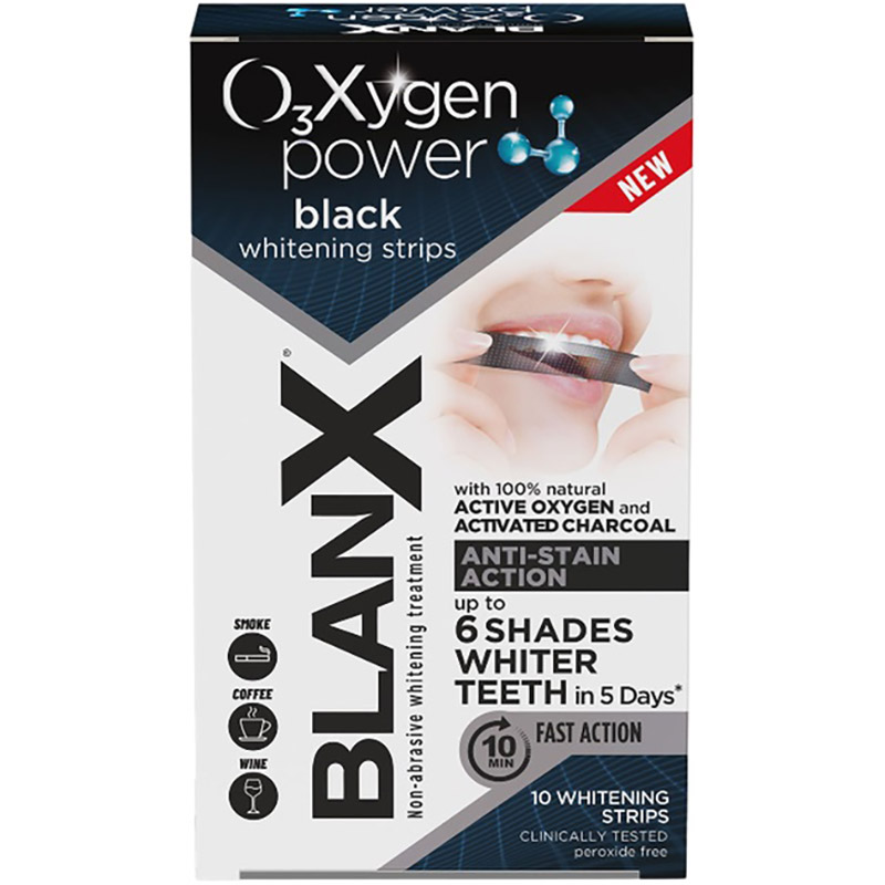 Відбілюючі смужки BLANX Oxygen Power з активованим вугіллям 10шт (8017331072745)