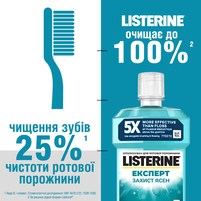 В Україні Ополіскувач для ротової порожнини Listerine Expert "Захист ясен", 250 мл (5010123703509)