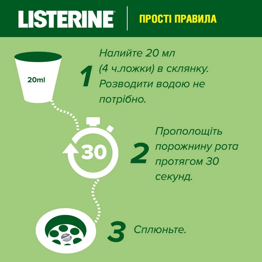 Ополіскувач для ротової порожнини LISTERINE Натуральний 500 мл (3574661657462) Категорія для дорослих