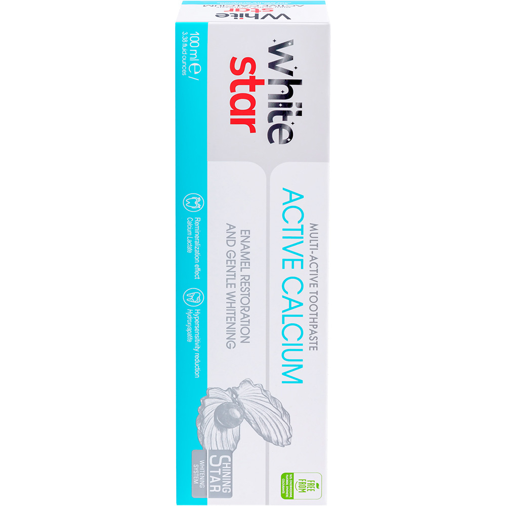 Зубная паста WHITE STAR Active Calcium 100 ml (3800237400294) Назначение отбеливание/осветление