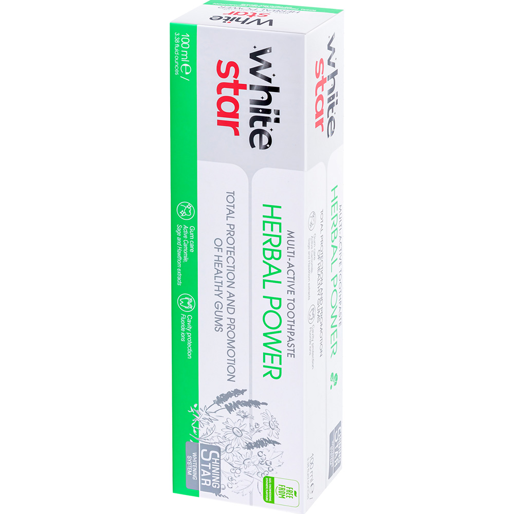 Зубная паста WHITE STAR Herbal Power 100мл (3800237400317) Назначение от воспалений