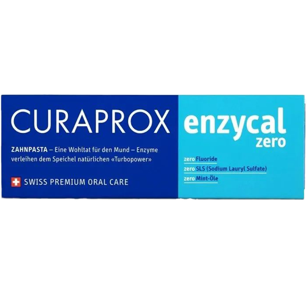 Зубна паста CURAPROX Enzycal Zero 75мл (7612412422849) Зубна паста CURAPROX Enzycal Zero 75мл (7612412422849) Додатково Ферментна Без фтору