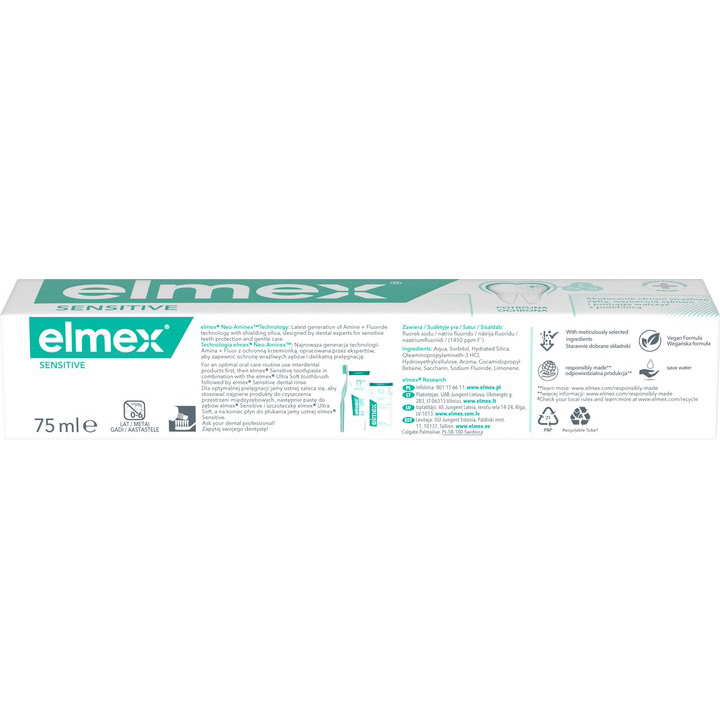 Зубная паста ELMEX Sensitive с аминфторидом 75 мл (4007965560200) Категория для взрослых