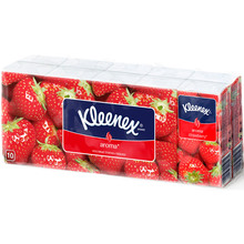 Салфетки косметические KLEENEX Aromaс ароматом клубники двухслойные 10 пачек по 10 шт (5029053028323)