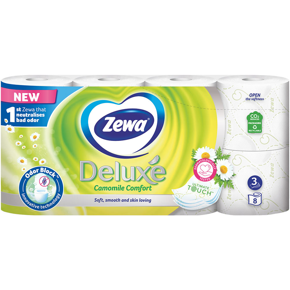 Туалетная бумага Zewa Deluxe Ромашка 3 слоя 8 рулонов (7322541171708) Вид туалетная бумага