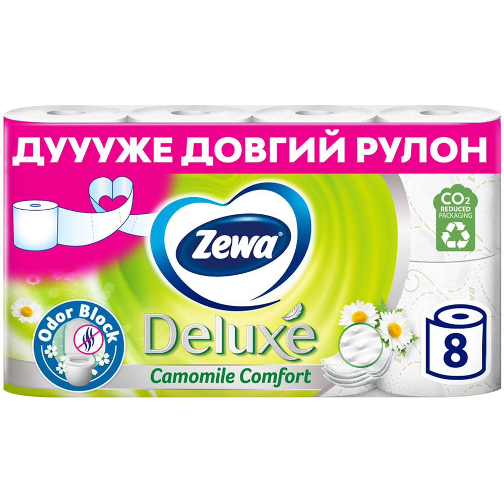 Туалетная бумага Zewa Deluxe Ромашка 3 слоя 8 рулонов (7322541171708)