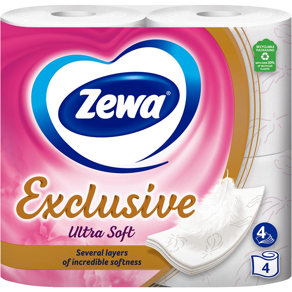 Туалетная бумага Zewa Exclusive Ultra Soft 4 слоя 4 рулона (7322541188546)
