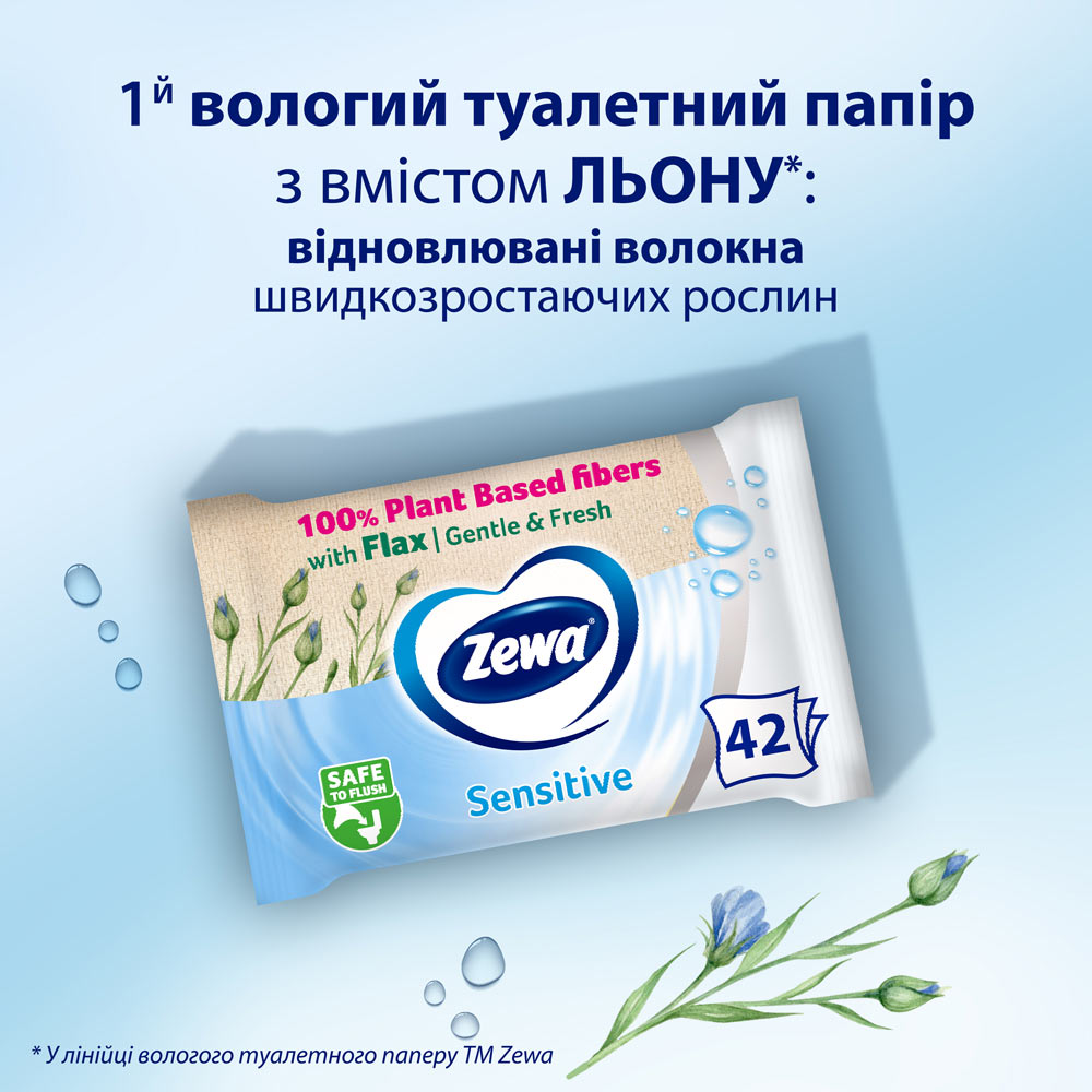 Туалетная бумага влажная Zewa Pure без аромата 42 шт (7322540796582) Назначение очищение