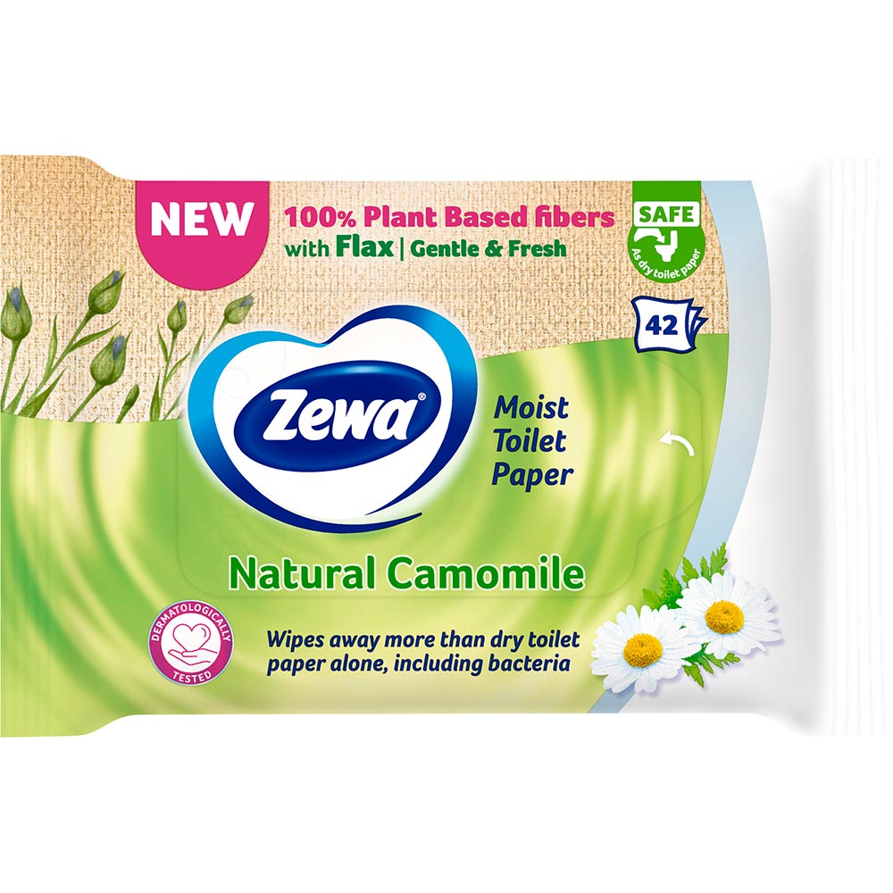 Папір туалетний вологий Zewa Natural Camomile 42 шт (7322540796520) Вид туалетний папір