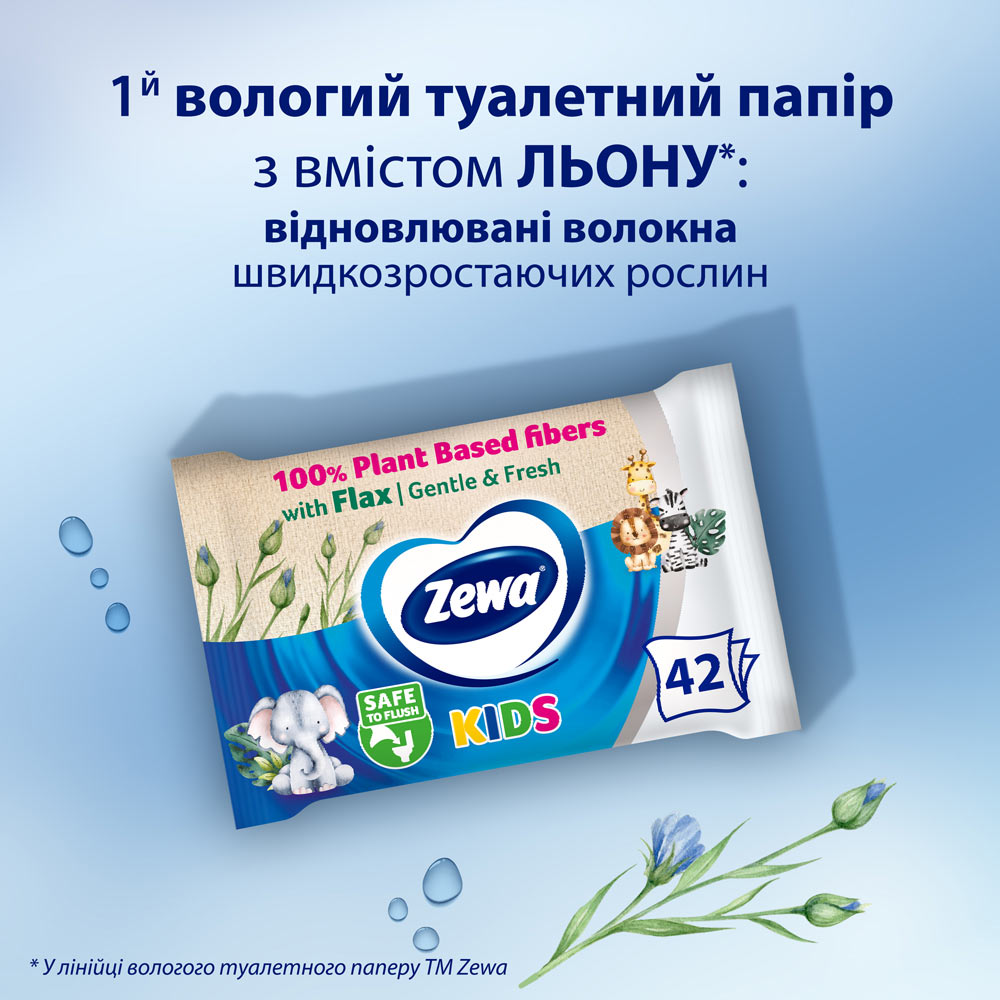 Туалетний папір вологий Zewa Kids 42 шт (7322540796551) Призначення очищення