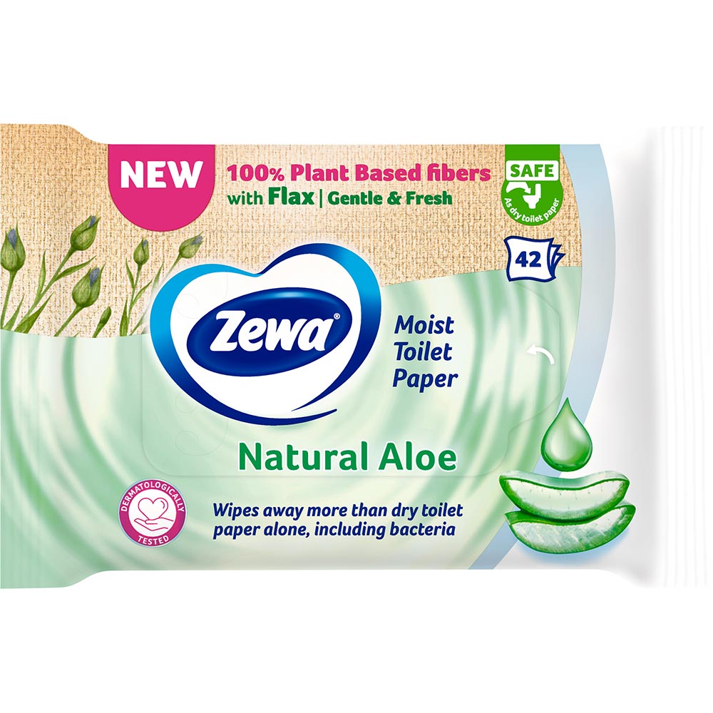 Туалетная бумага влажная Zewa Aloe Vera 42 шт (7322540898934) Вид туалетная бумага