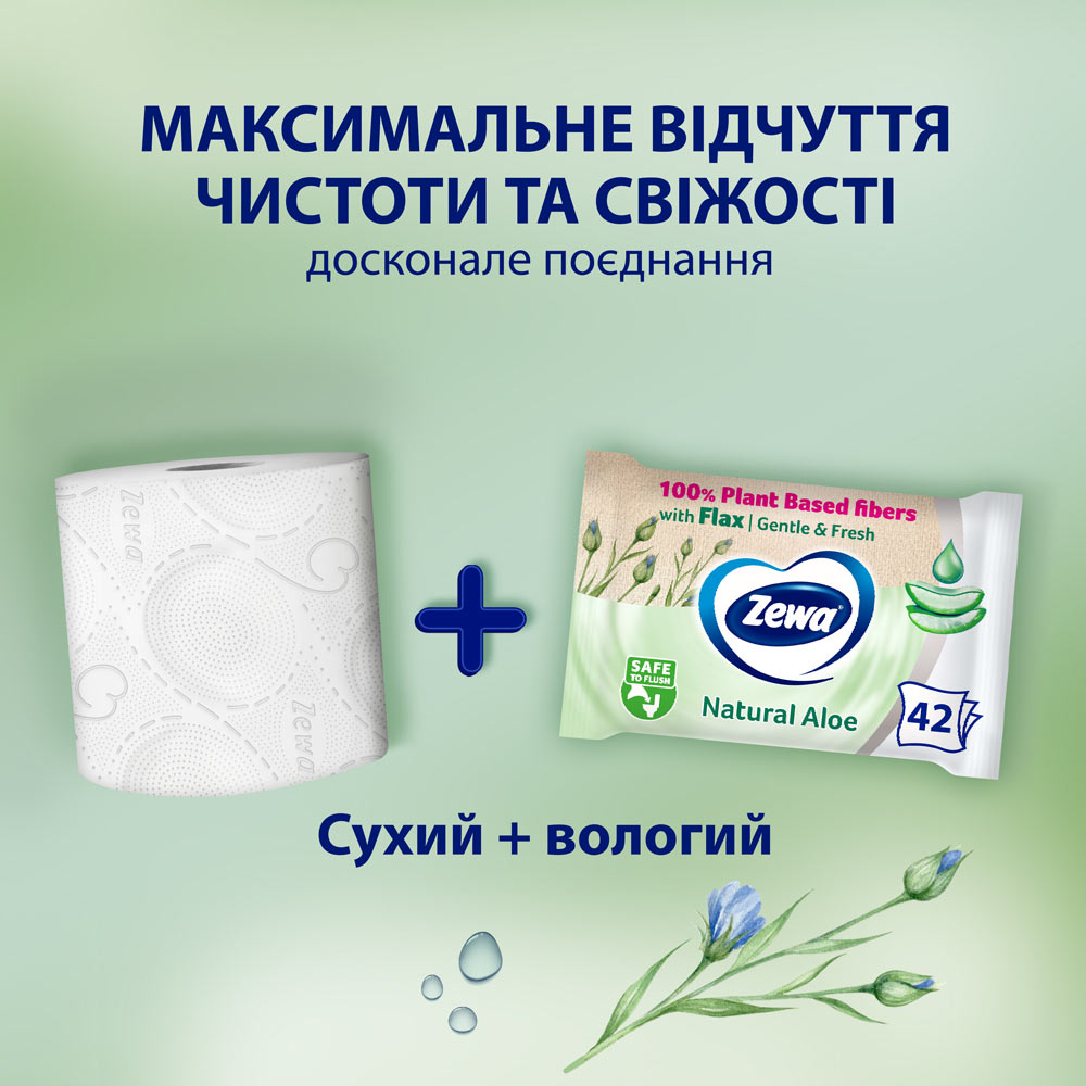 Туалетная бумага влажная Zewa Aloe Vera 42 шт (7322540898934) Тип кожи все типы