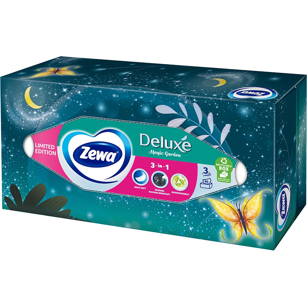 Салфетки ZEWA Deluxe косметические трехслойные 90 шт (4006670128002) Назначение очищение