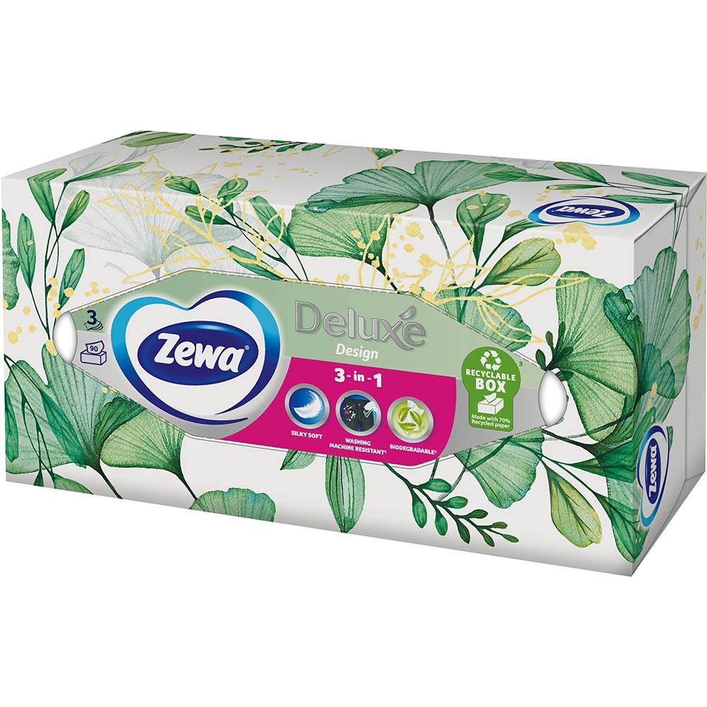 Салфетки ZEWA Deluxe косметические трехслойные 90 шт (4006670128002) Состав целлюлоза