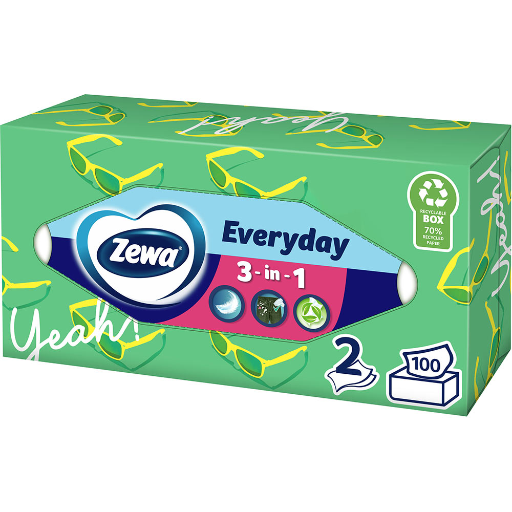 Салфетки Zewa Everyday двухслойные косметические 100 шт (7322540043464) Состав целлюлоза