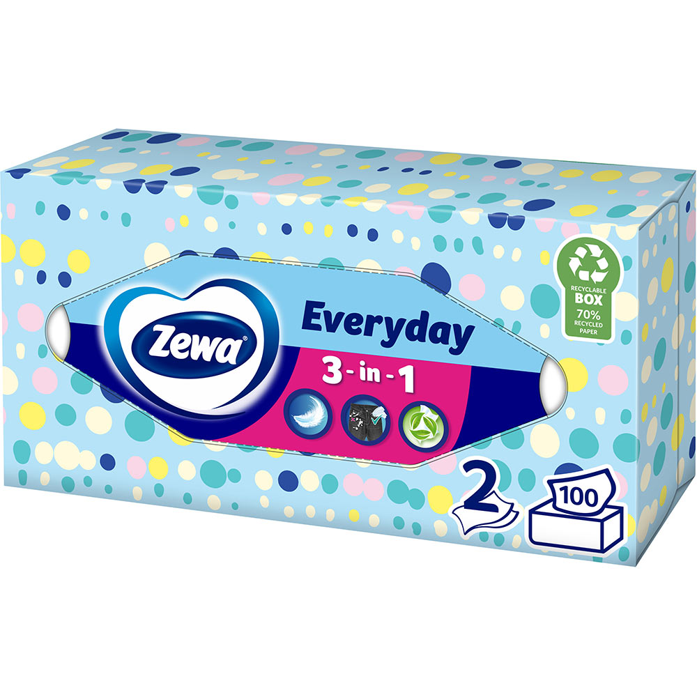 Салфетки Zewa Everyday двухслойные косметические 100 шт (7322540043464) Вид бумажные салфетки 