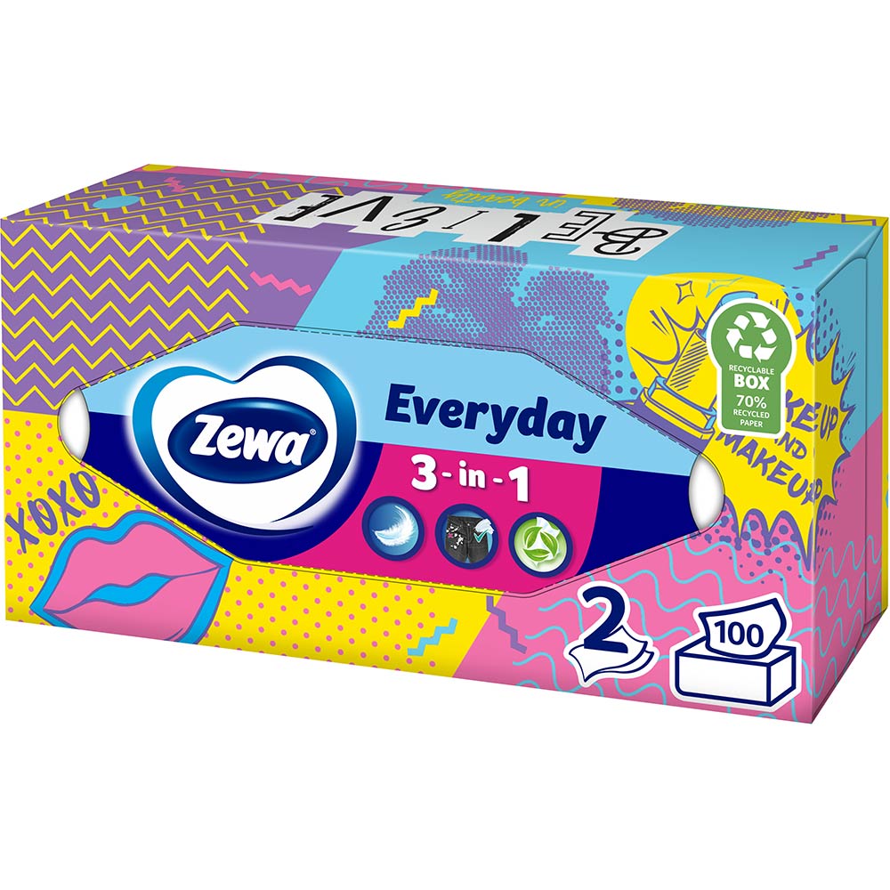 Салфетки Zewa Everyday двухслойные косметические 100 шт (7322540043464) Категория универсальное