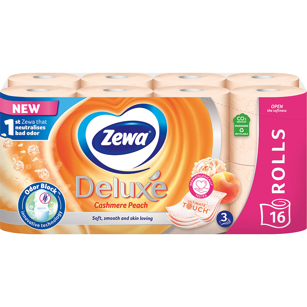Туалетная бумага Zewa Deluxe аромат персик трехслойная 16 рулонов (7322540201192) Вид туалетная бумага