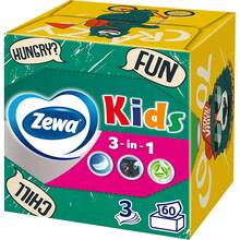 Салфетки косметические Zewa Kids 3D Box трехслойные 60 шт (7322540413977)