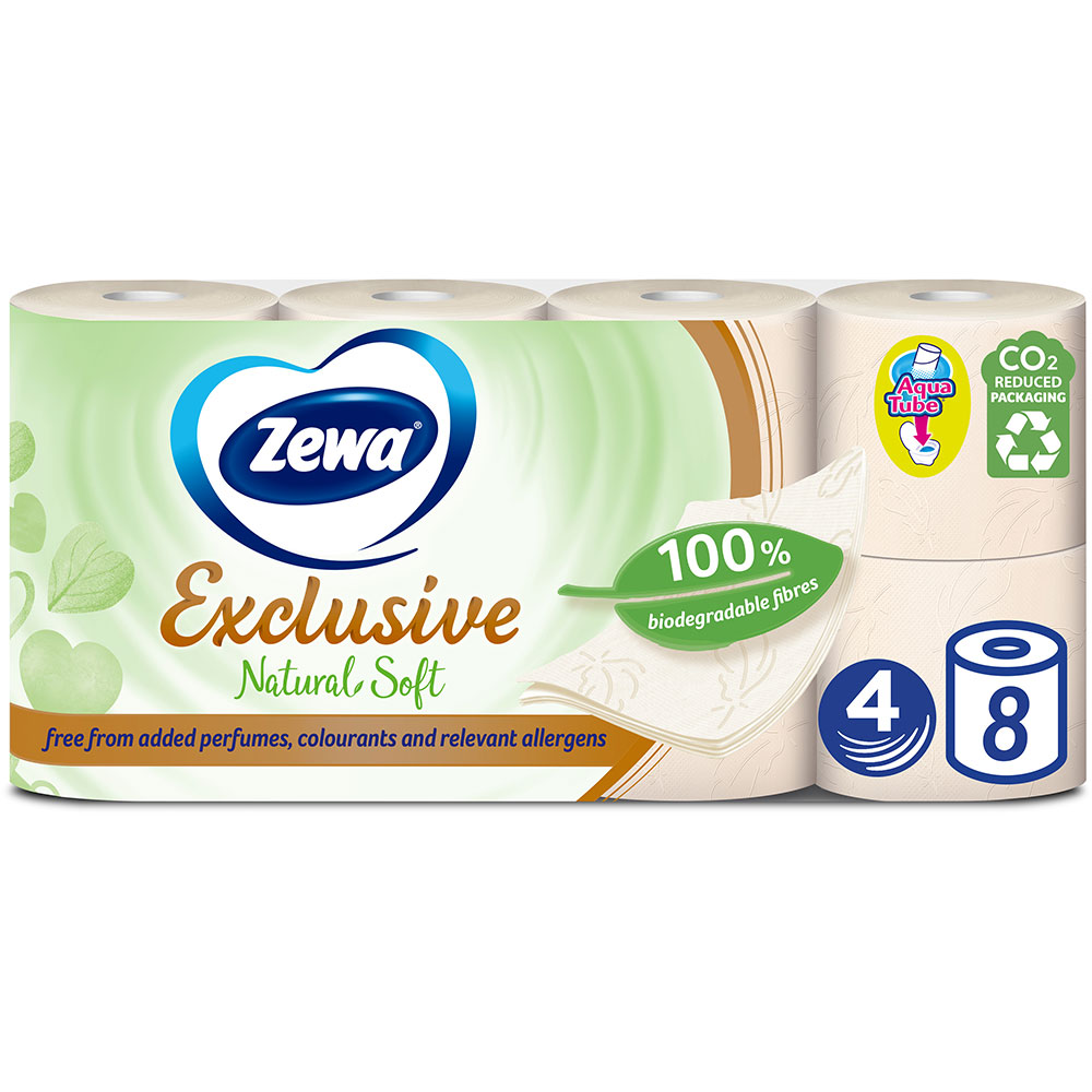 Туалетний папір Zewa Exclusive Natural Soft біло-кремовий 4 шари 8 рулонів (7322541361246)