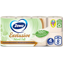Туалетная бумага Zewa Exclusive Natural Soft бело-кремовая 4 слоя 8 рулонов (7322541361246)