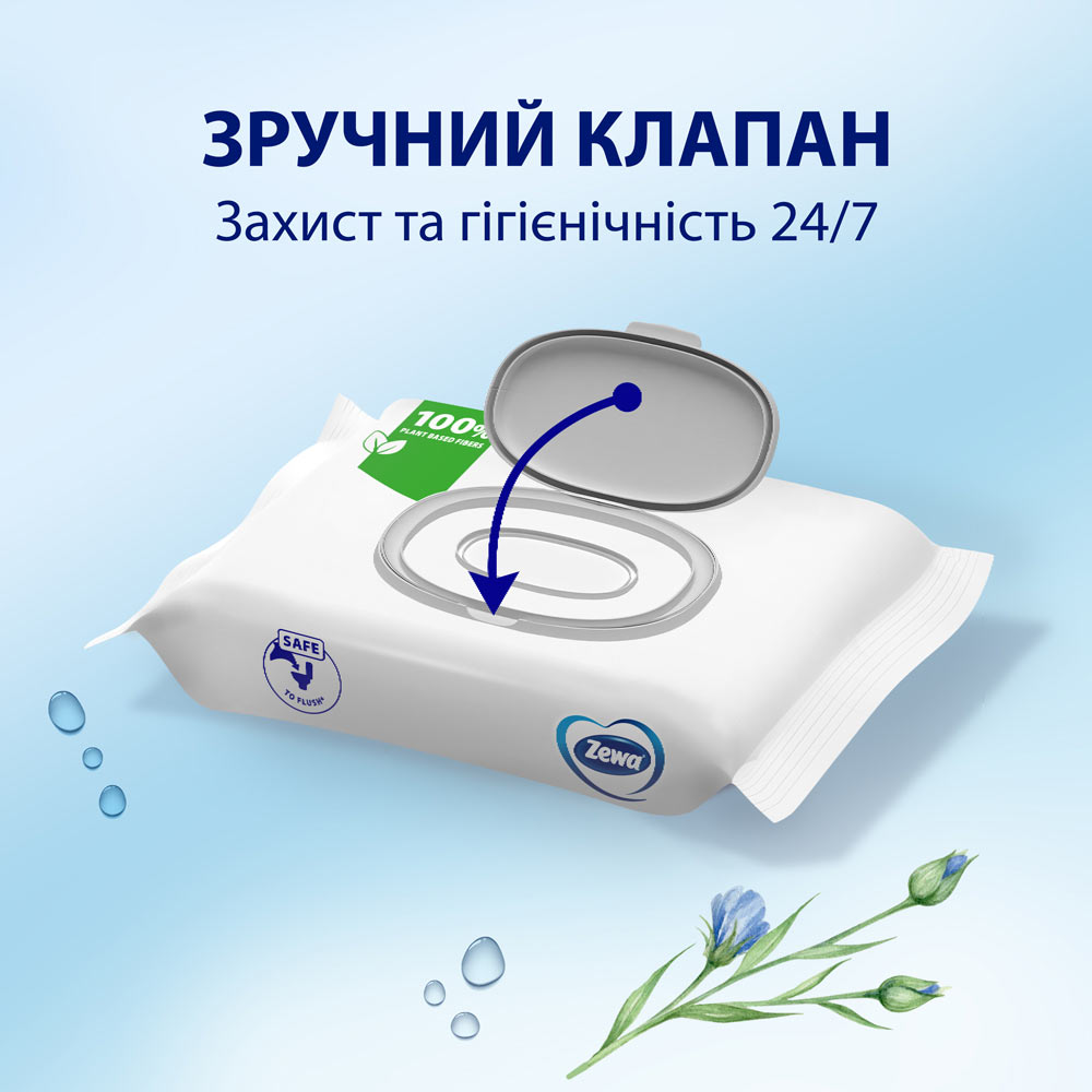 Зовнішній вигляд Вологий туалетний папір ZEWA Pure moist 80 шт (7322541395050)
